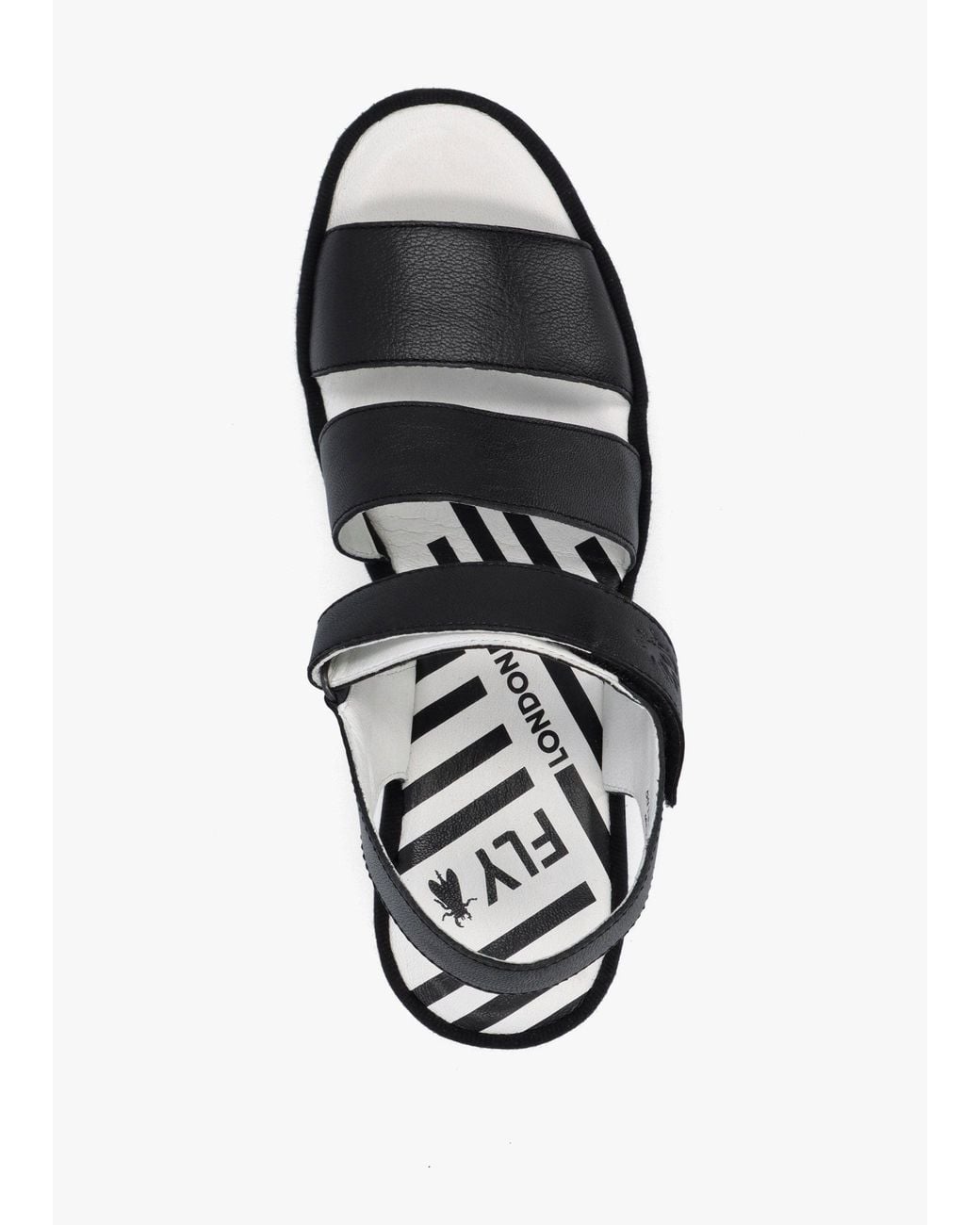 Fly London Black Bexy Mid Wedge Sandals