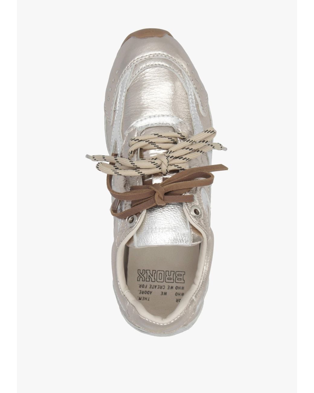 Bronx White Myr-Aa & Metallic Leather Low Profile Trainers