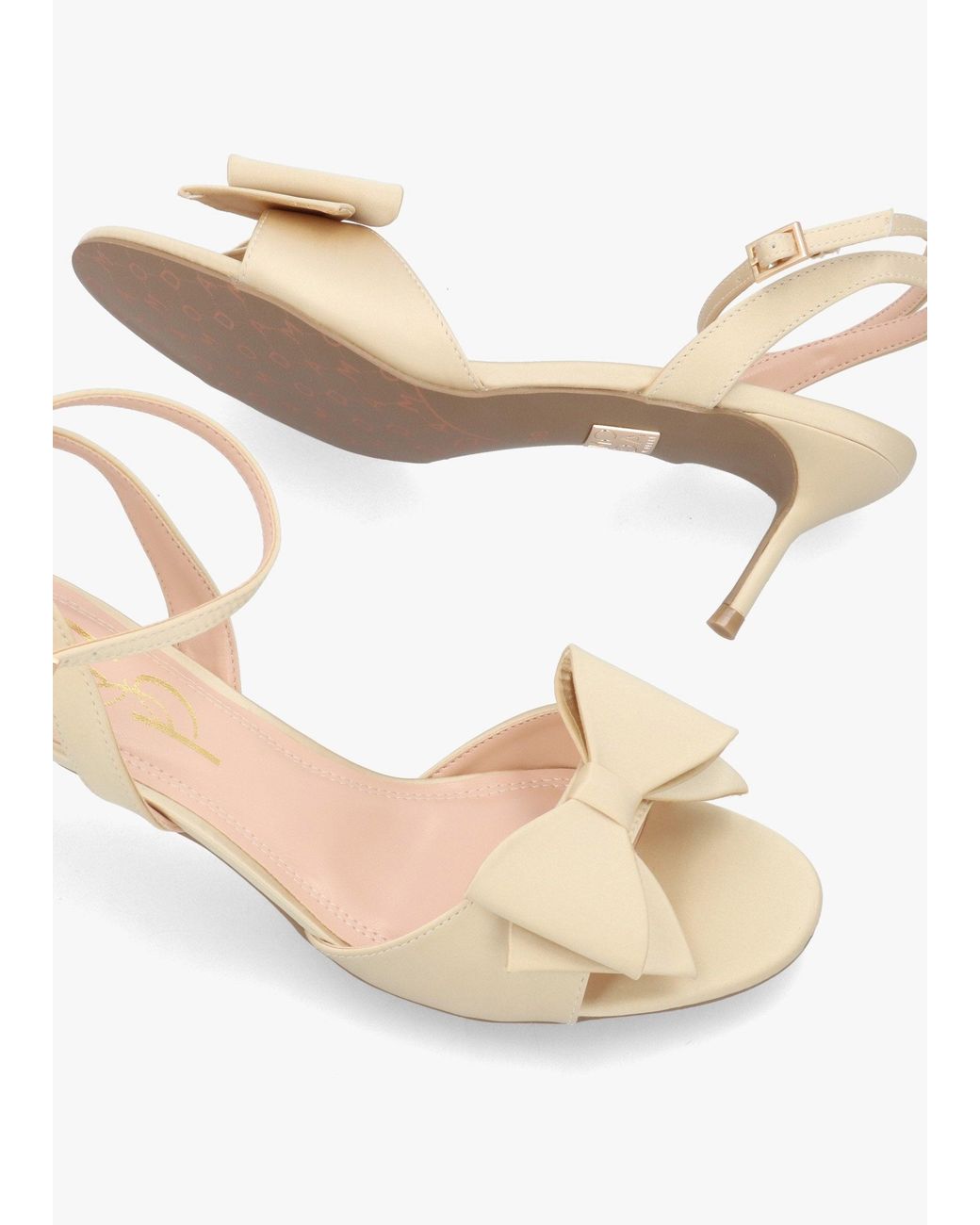 Moda In Pelle Natural Lotty Muted Satin Bow Low Heel Sandals