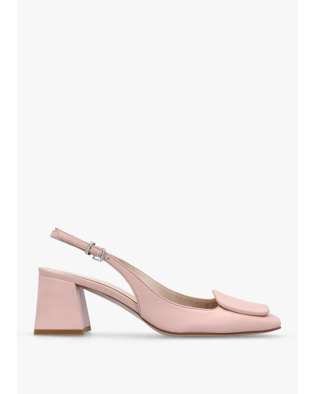 Daniel Pink Nessie Nude Leather Block Heel Sling Backs