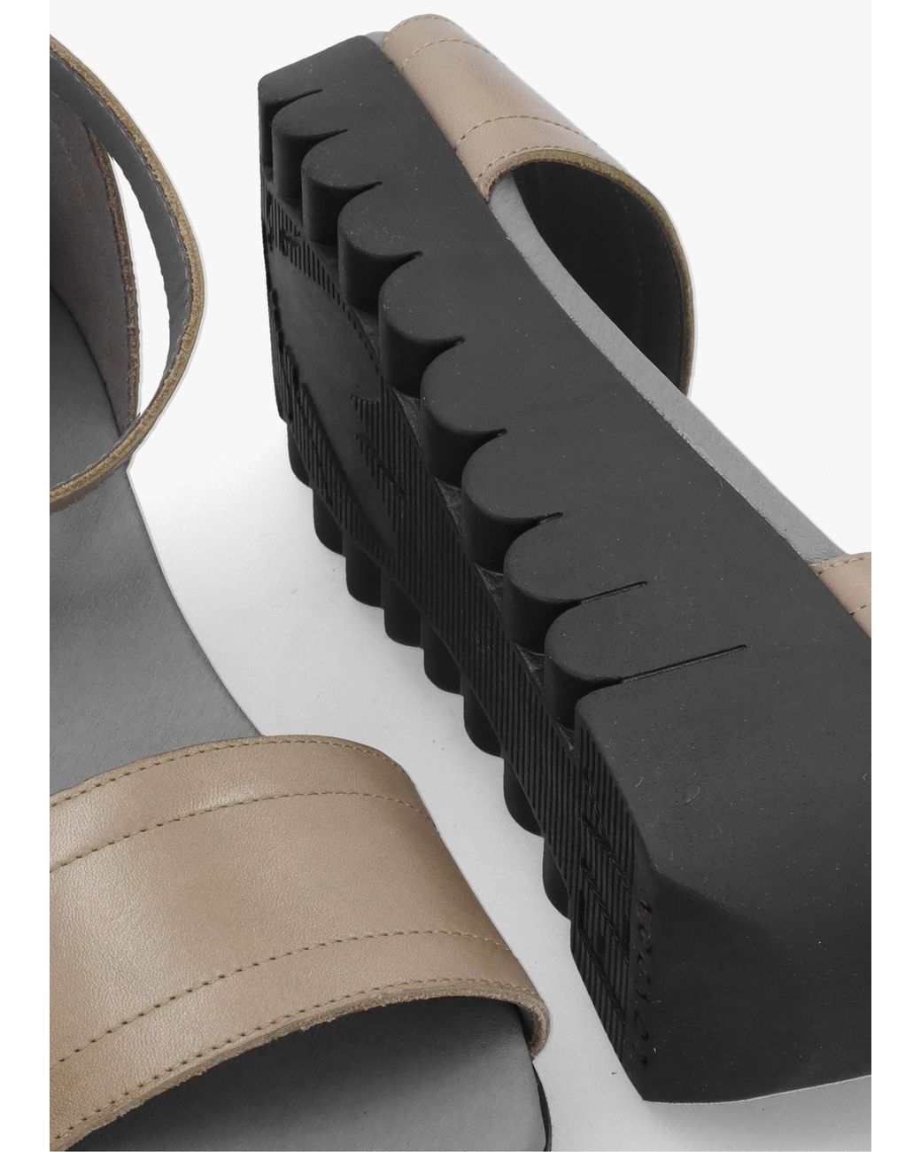 Fly London Multicolor Voik Taupe Leather Low Wedge Sandals
