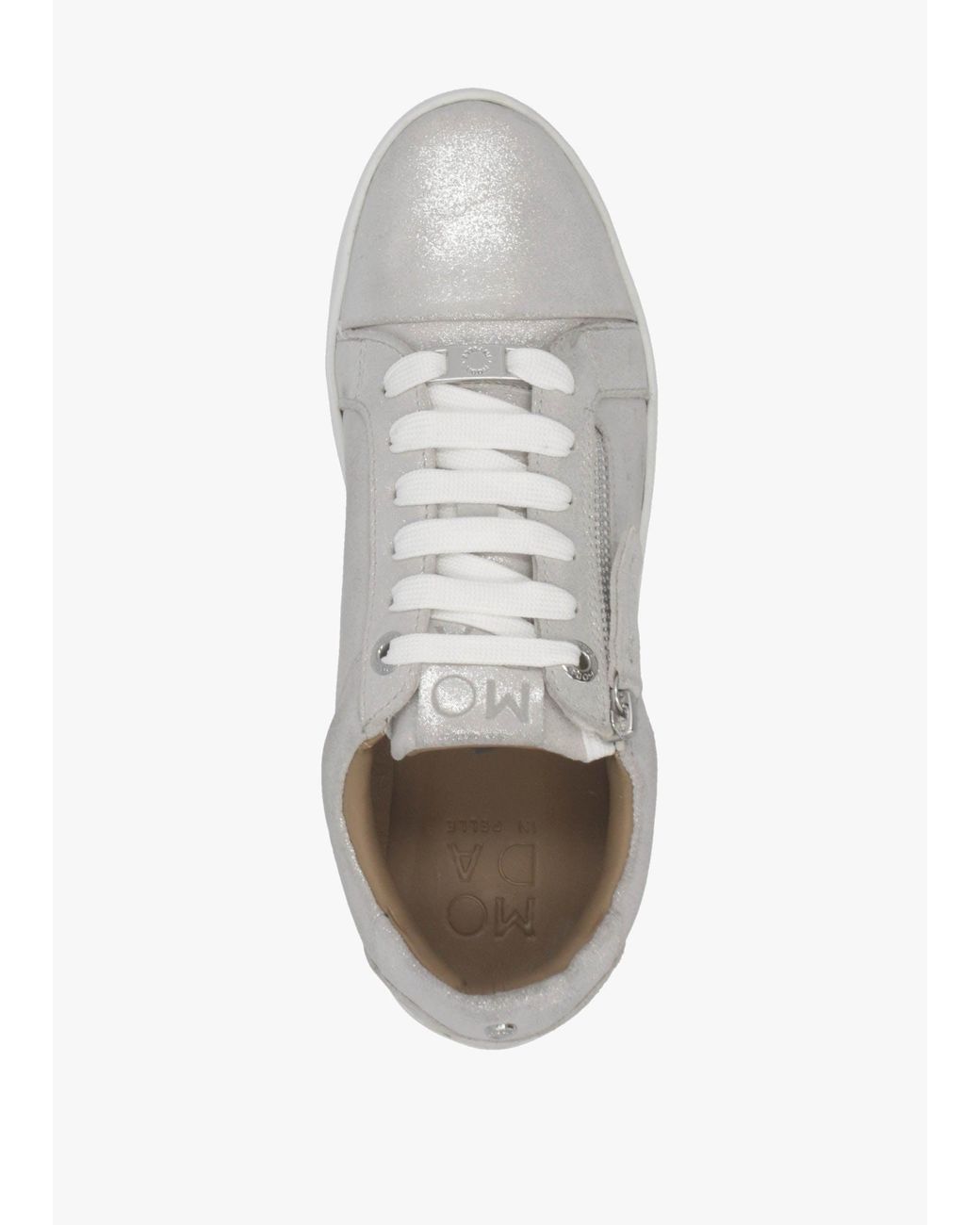 Moda In Pelle White Abbee Side Zip Lace Up Flatform Trainers