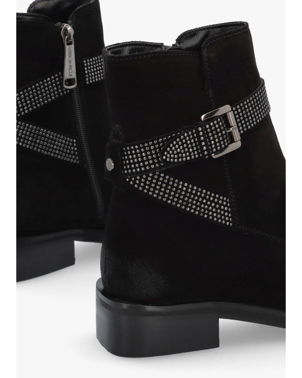 Moda In Pelle Black Panazol Studded Strap Ankle Boots