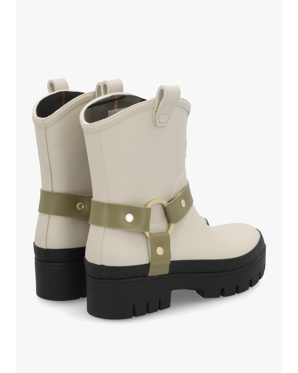 Barbour White Elley Harness Light Oak Bleached Wellington Boots