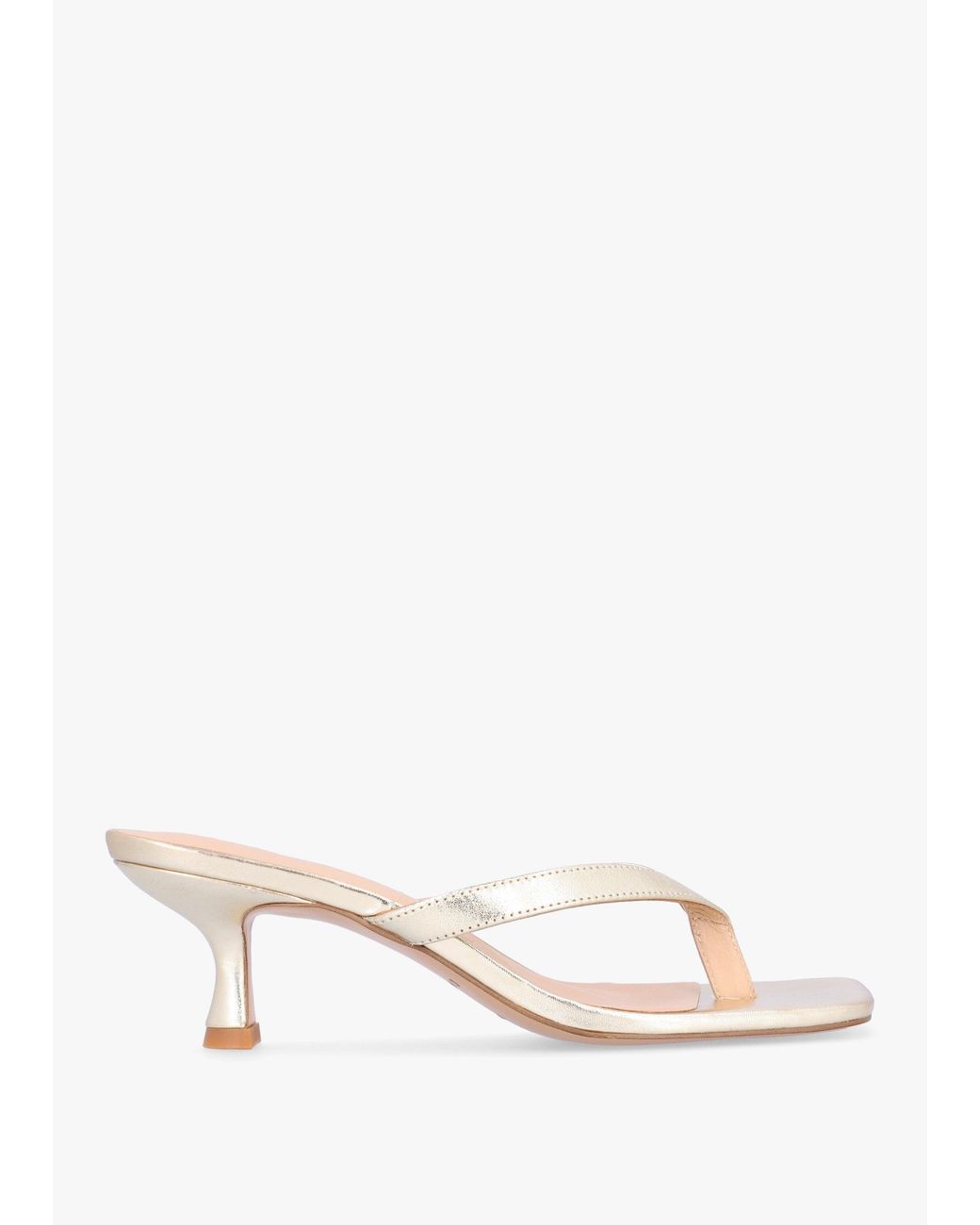Daniel Natural Eden Leather Toe Post Kitten Heel Sandals