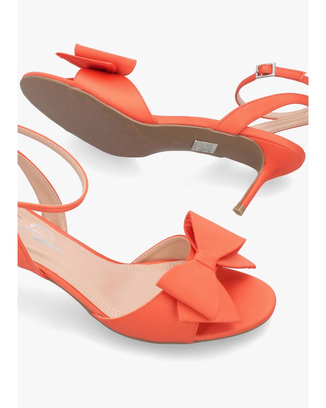 Moda In Pelle Red Lotty Satin Bow Low Heel Sandals