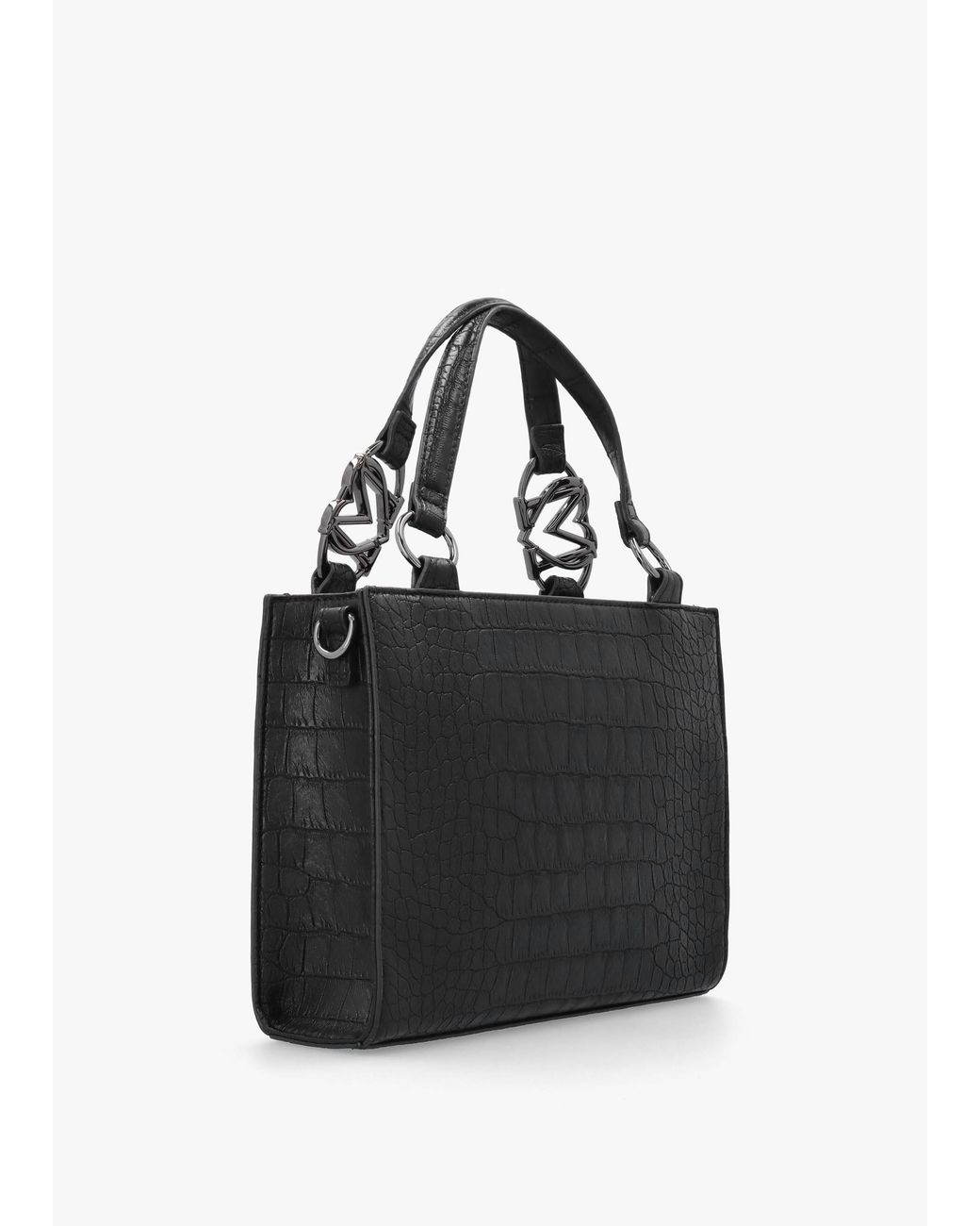 Love Moschino Black Moc Croc Shopper Bag