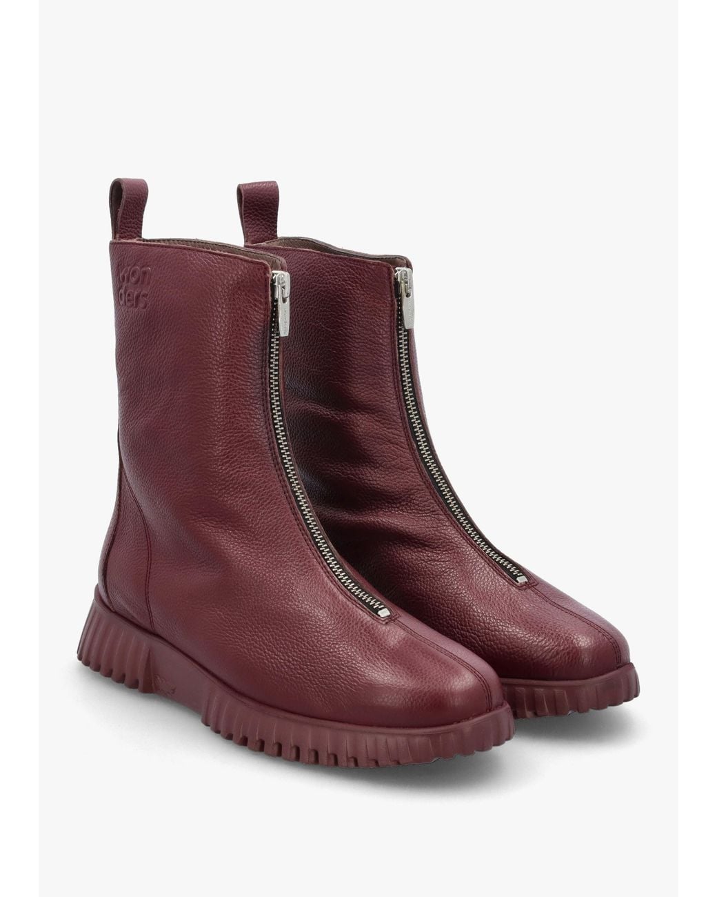 Wonders Purple Front Zip Ankle Boots