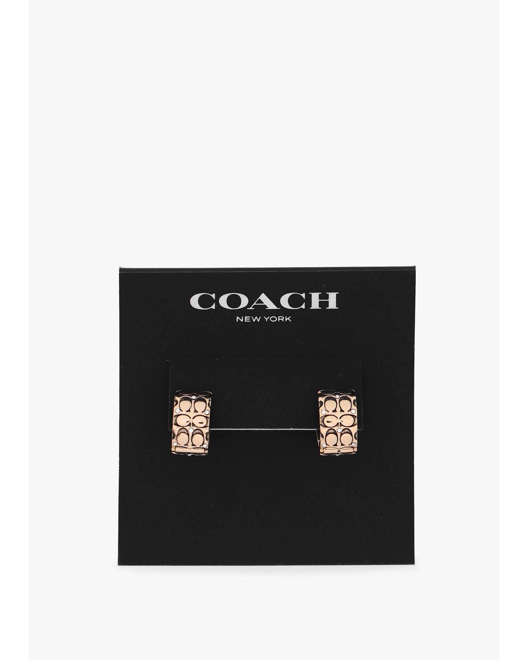 COACH White Logo Quilt Huggie Hoops