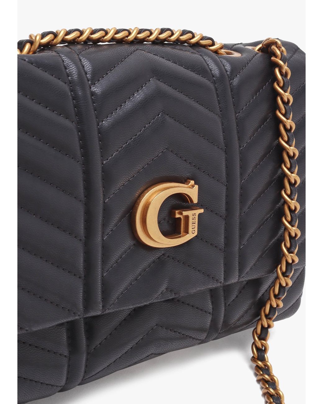 Guess Lovide Black Chevron Quilted Cross-body Bag | Lyst