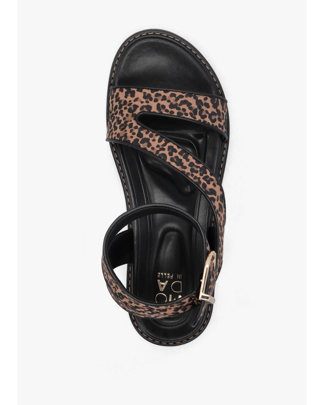 Moda In Pelle White Nolanna Leopard Buckle Fastening Flat Sandals