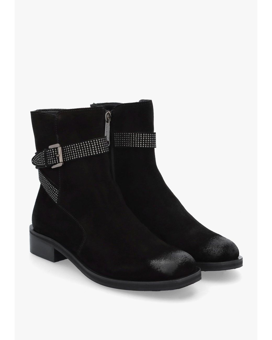 Moda In Pelle Black Panazol Studded Strap Ankle Boots