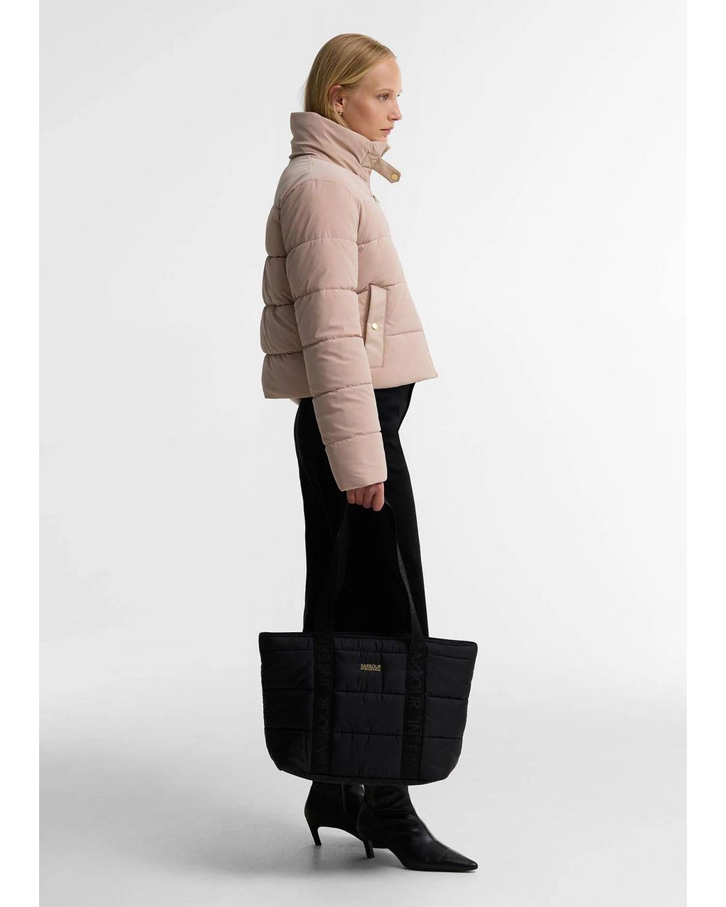 Barbour Black Monaco Baffle Quilted Tote Bag