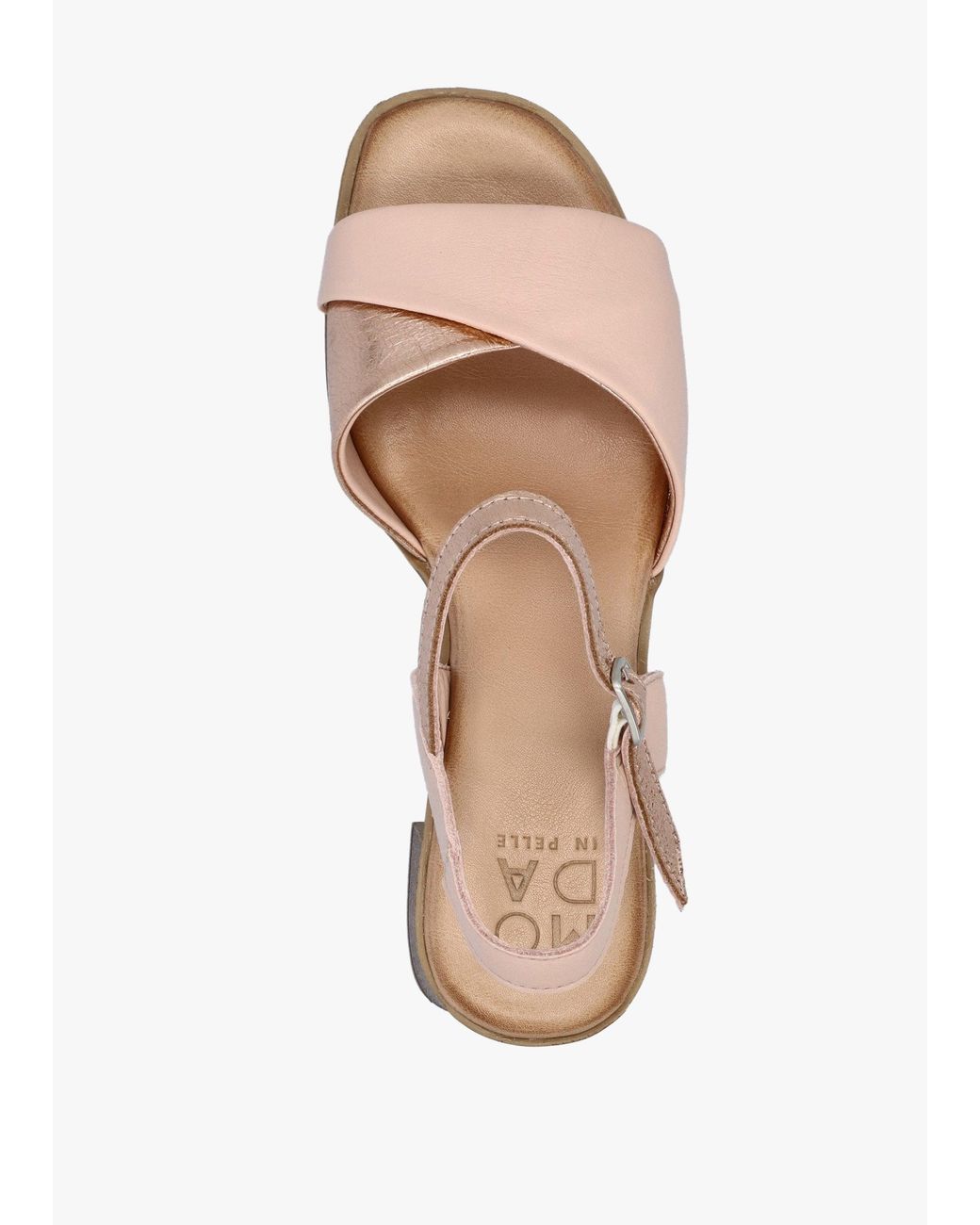 Moda In Pelle Natural Lanie & Rose Leather Block Heel Sandals