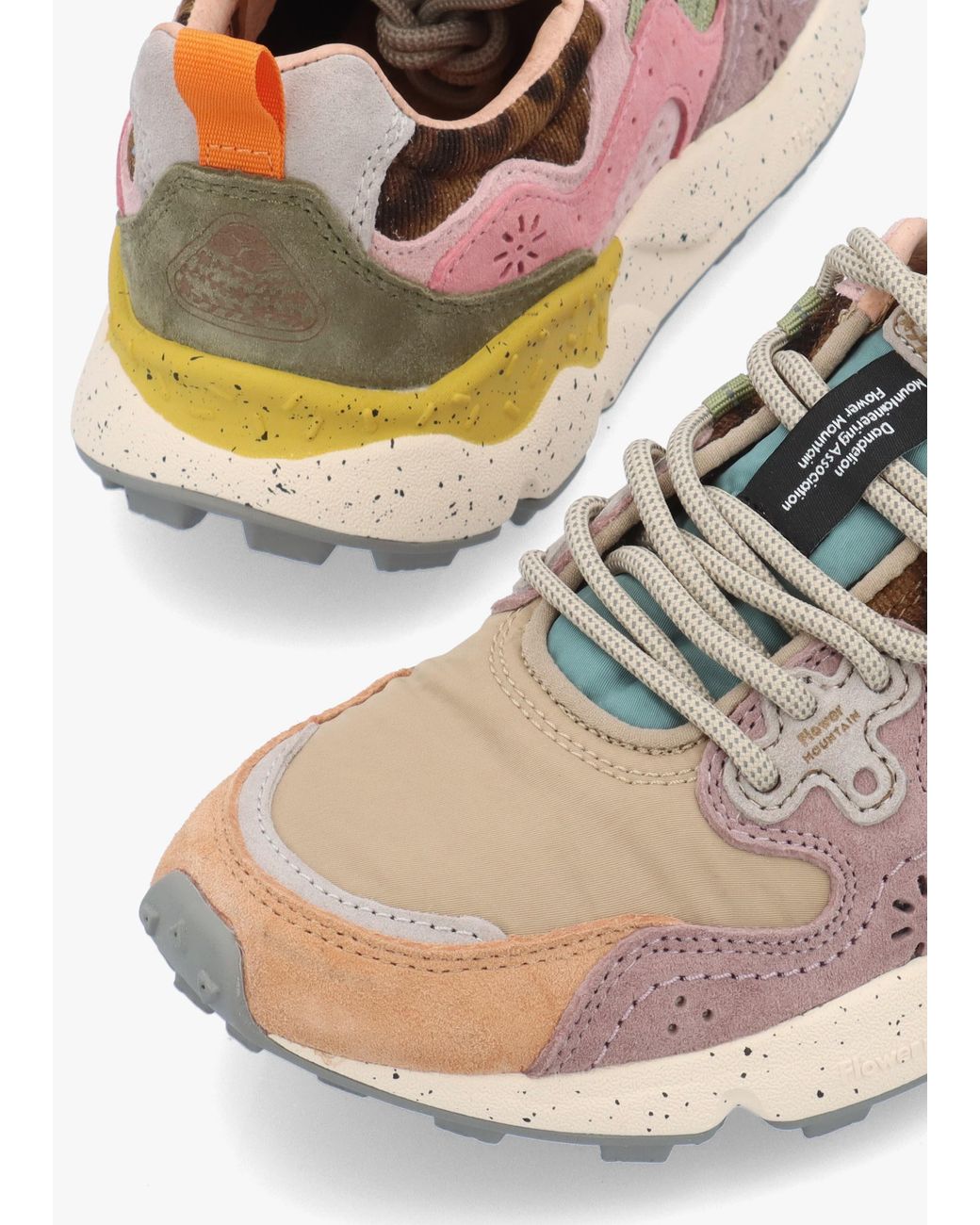 Flower Mountain Pink Yamano 3 Light Mustard Cipria Suede & Nylon Trainers