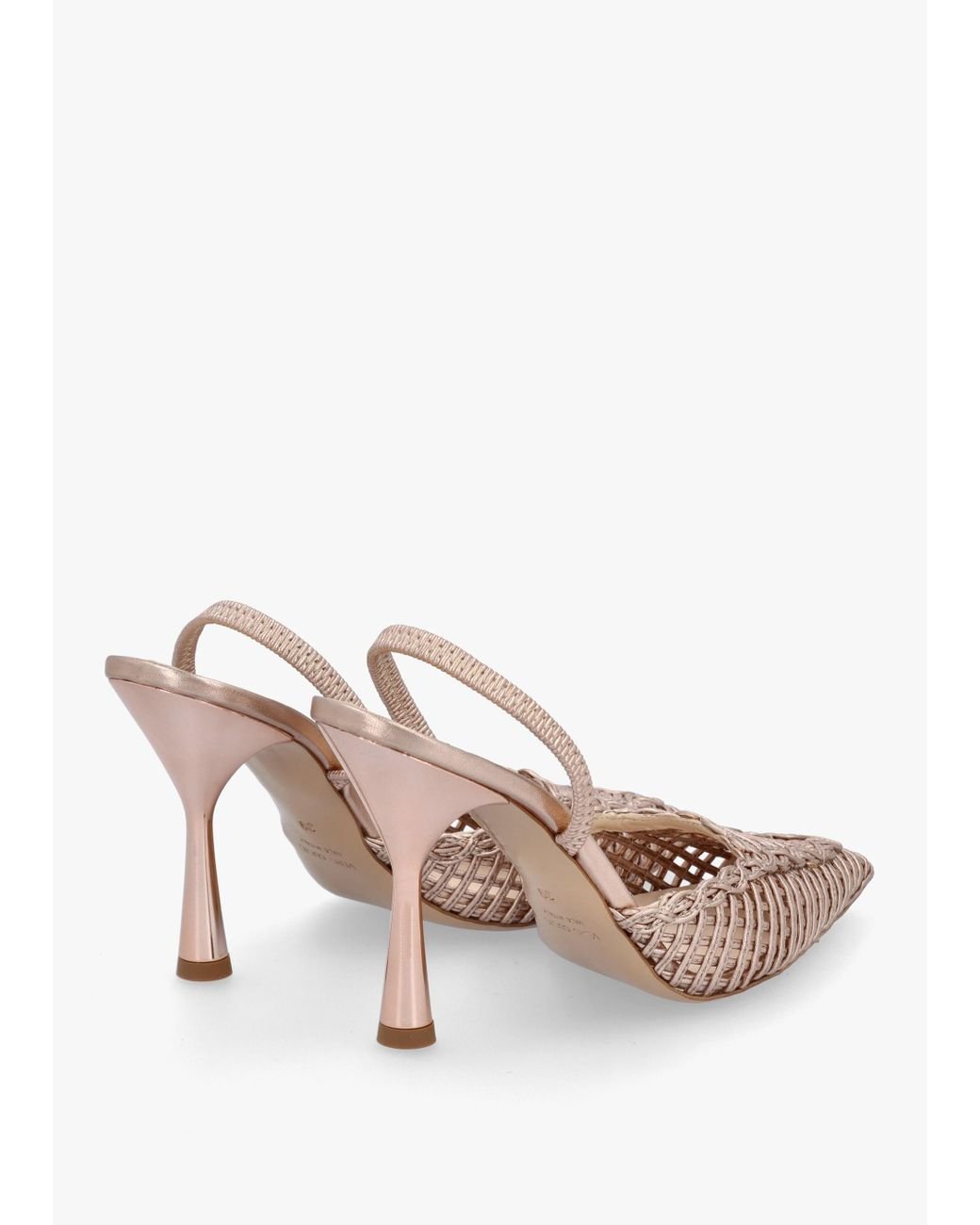 Daniel White Tiffi Rose Gold Metallic Leather Woven Sling Back Court Shoes