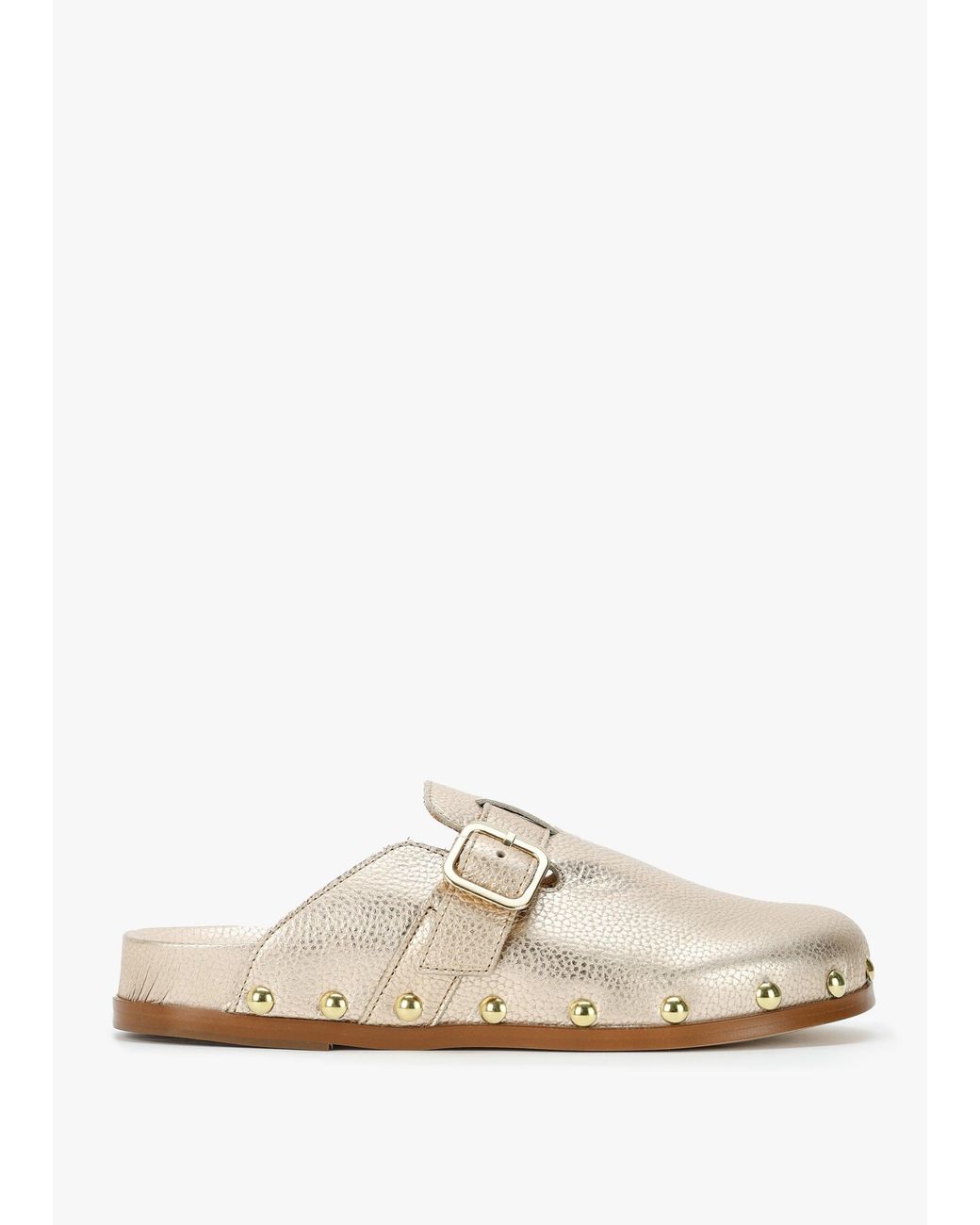 Alpe White Ambur Rose Leather Mule Clogs