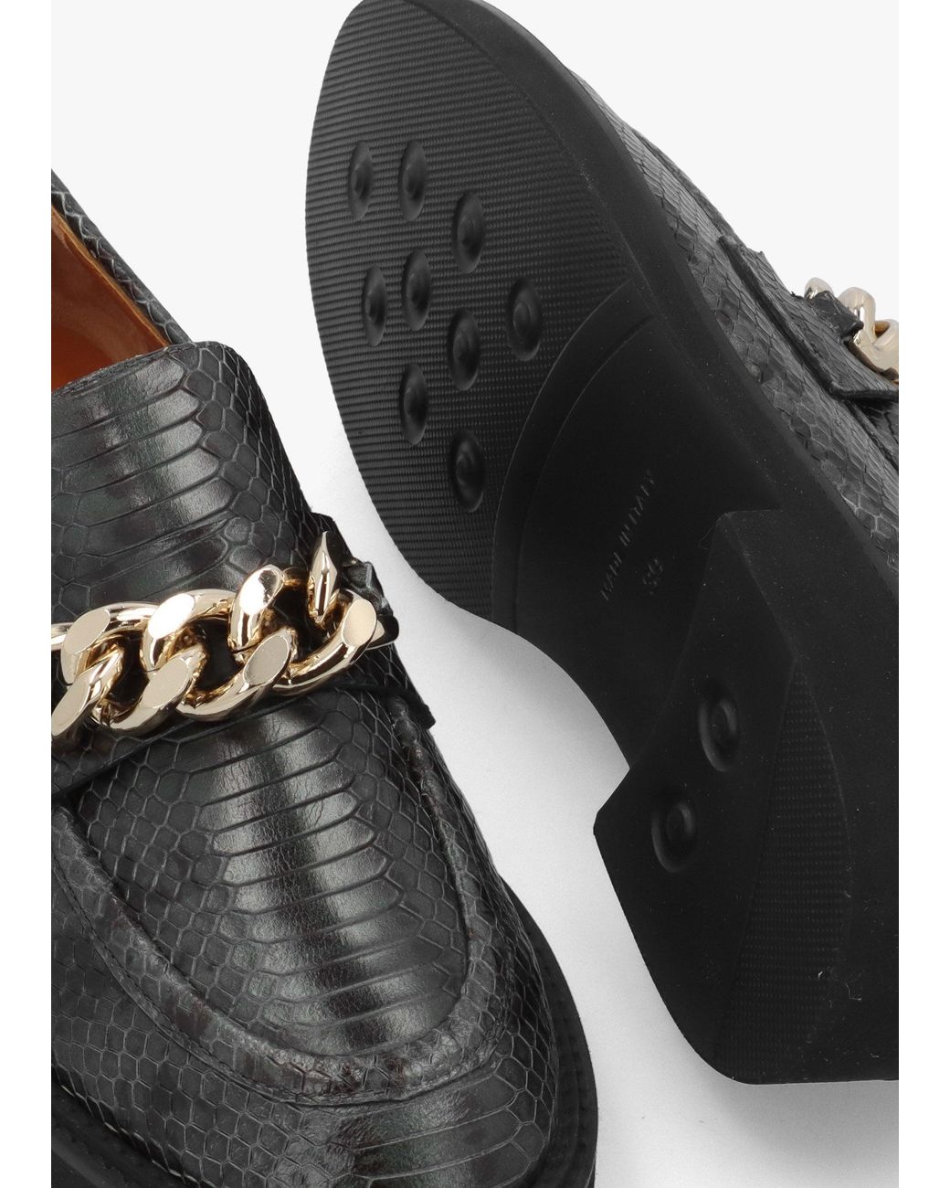Daniel Black Leather Reptile Loafers