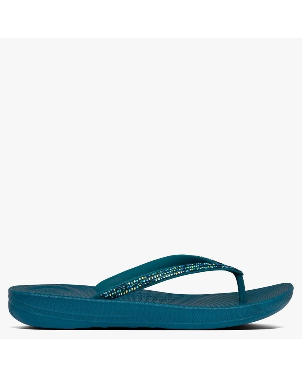 Fitflop Rubber Iqushion Sparkle Sea Blue Flip Flops | Lyst