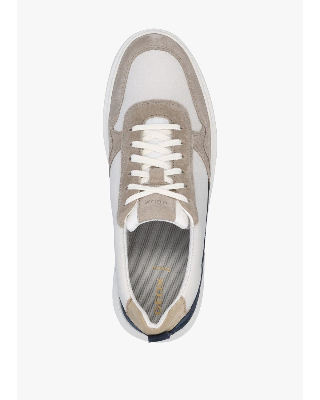 Geox White U Deiven Sand Leather Trainers