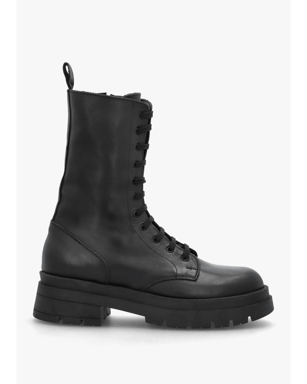 Daniel Black High Shaft Lace Up Biker Boots