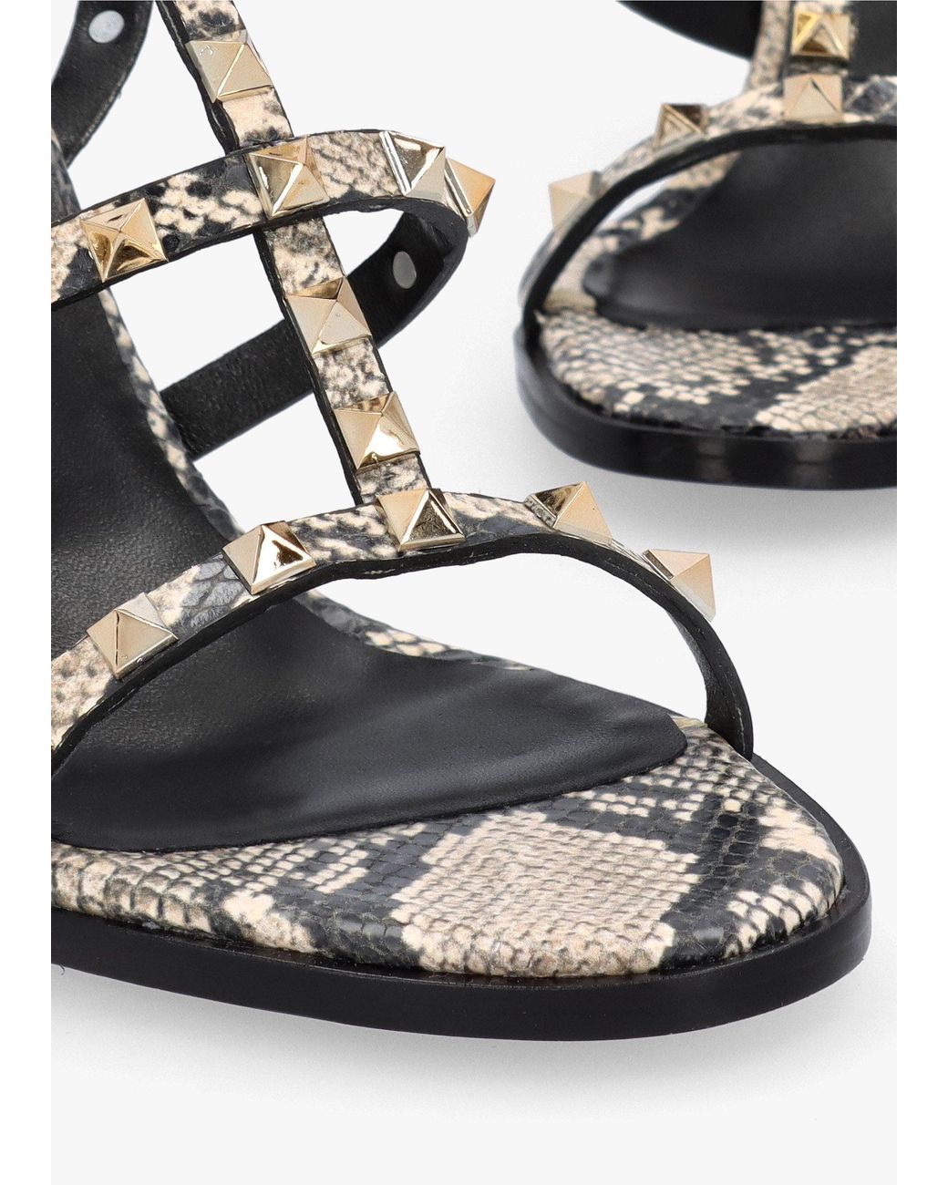 Daniel Metallic Pitter Leather Studded Block Heeled Sandals