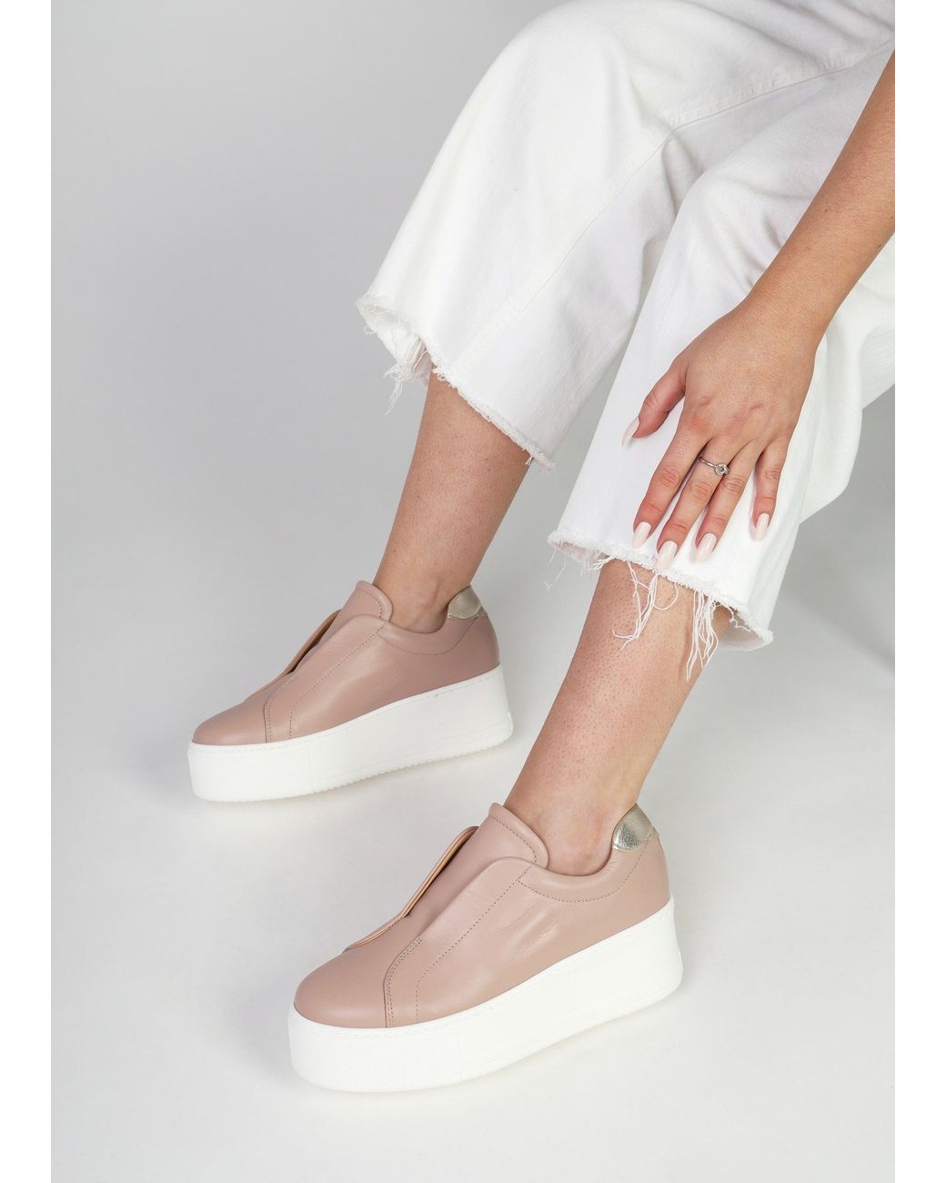 Daniel Multicolor Tred Nude Leather Laceless Flatform Trainers