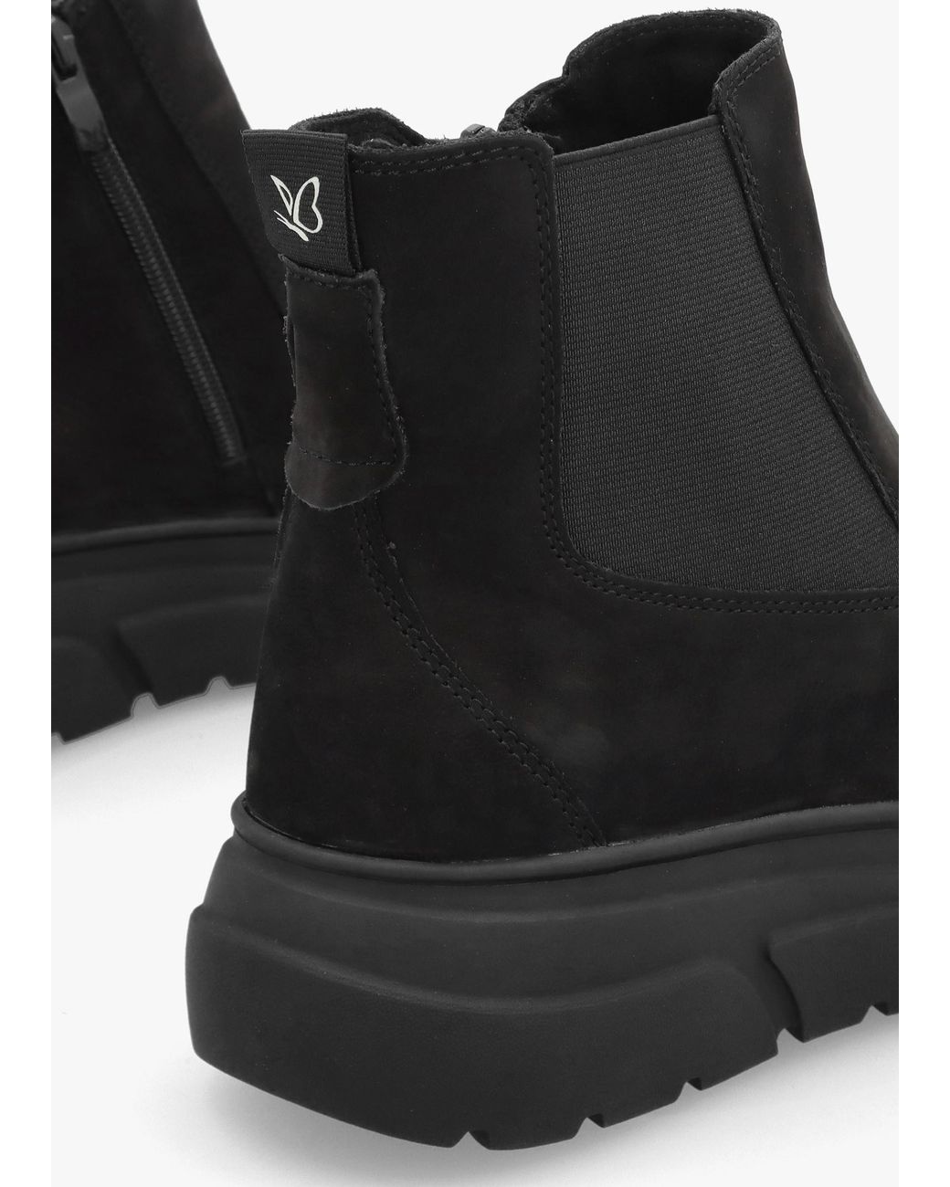 Caprice Black Nubuck Ankle Boots