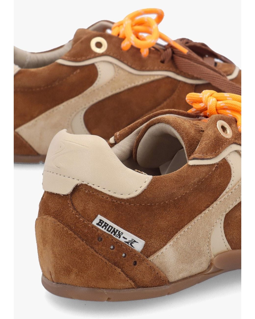Bronx Brown Myr-Aa Caramel Oakmilk Suede Low Top Trainers