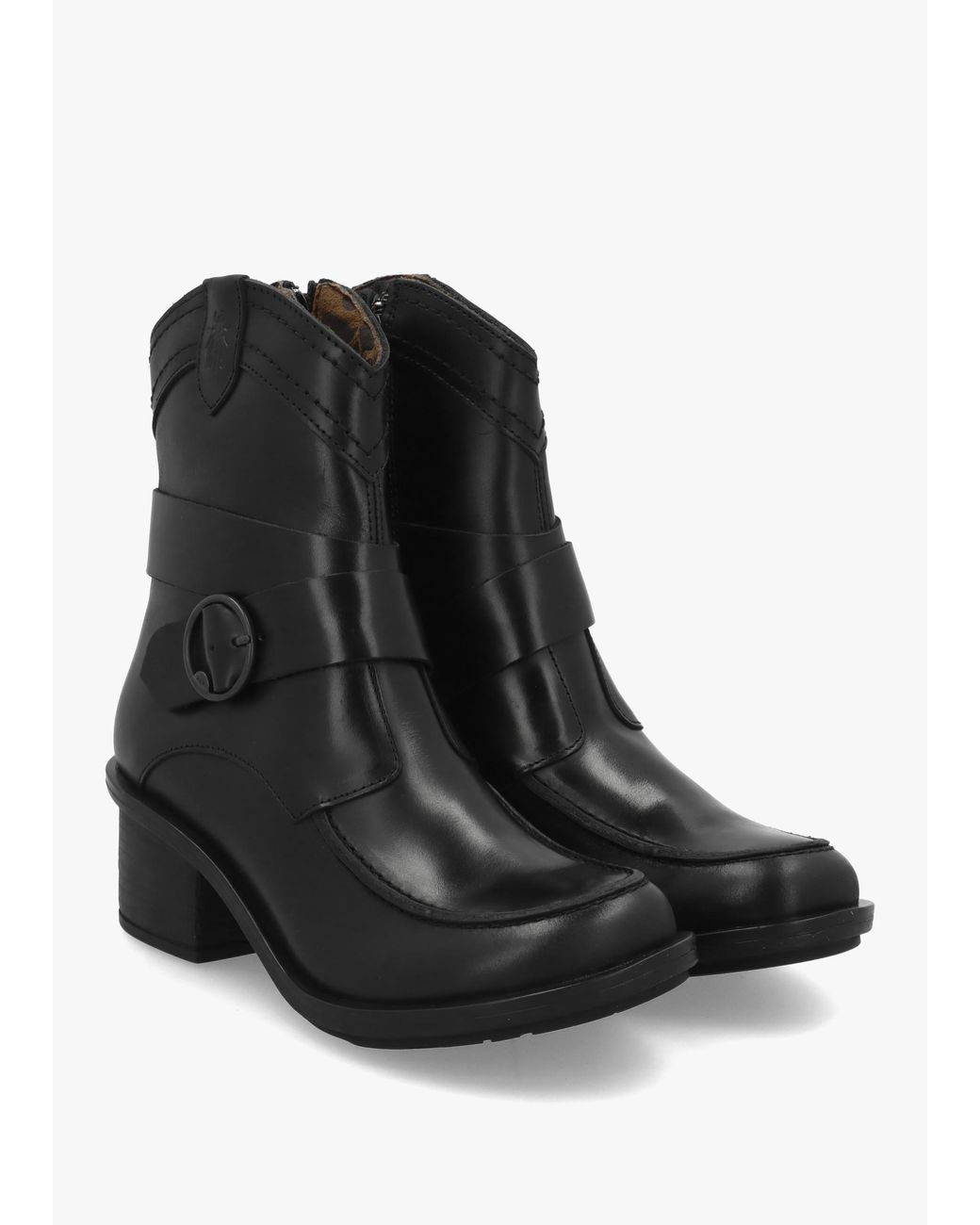 Fly London Black Celk Block Heel Ankle Boots