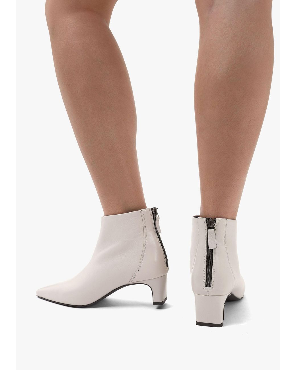 Daniel White Sedda Cream Leather Low Heel Ankle Boots