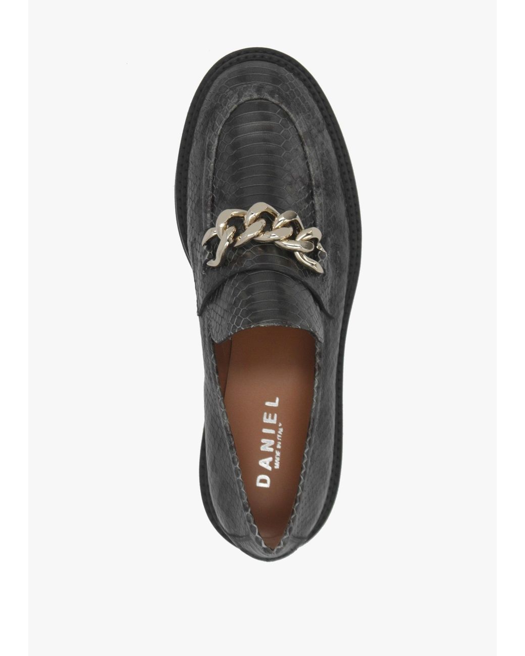 Daniel Black Leather Reptile Loafers
