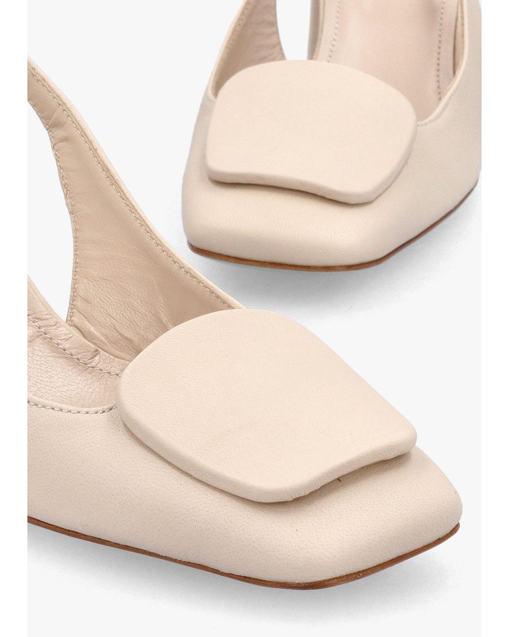 Daniel Natural Nessie Cream Leather Block Heel Sling Backs