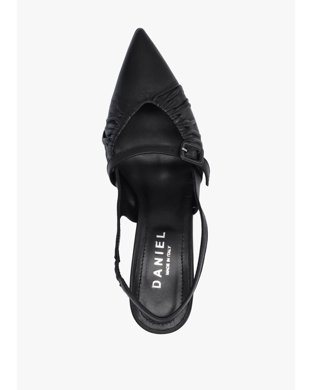 Daniel Black Nouche Rouched Kitten Heel Sling Backs