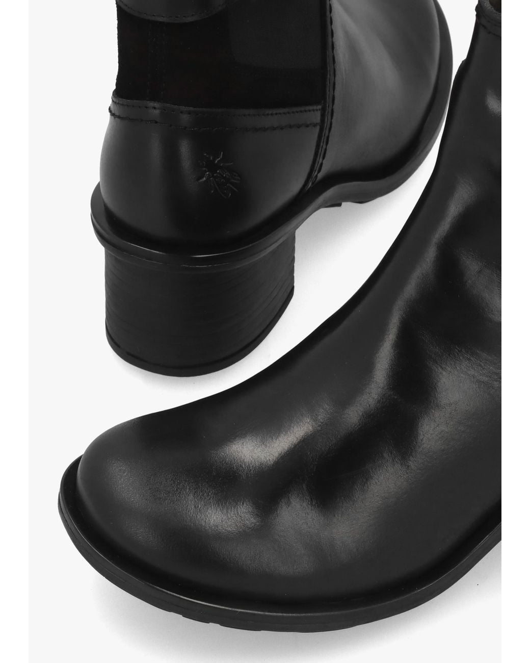 Fly London Black Cach Block Heel Ankle Boots