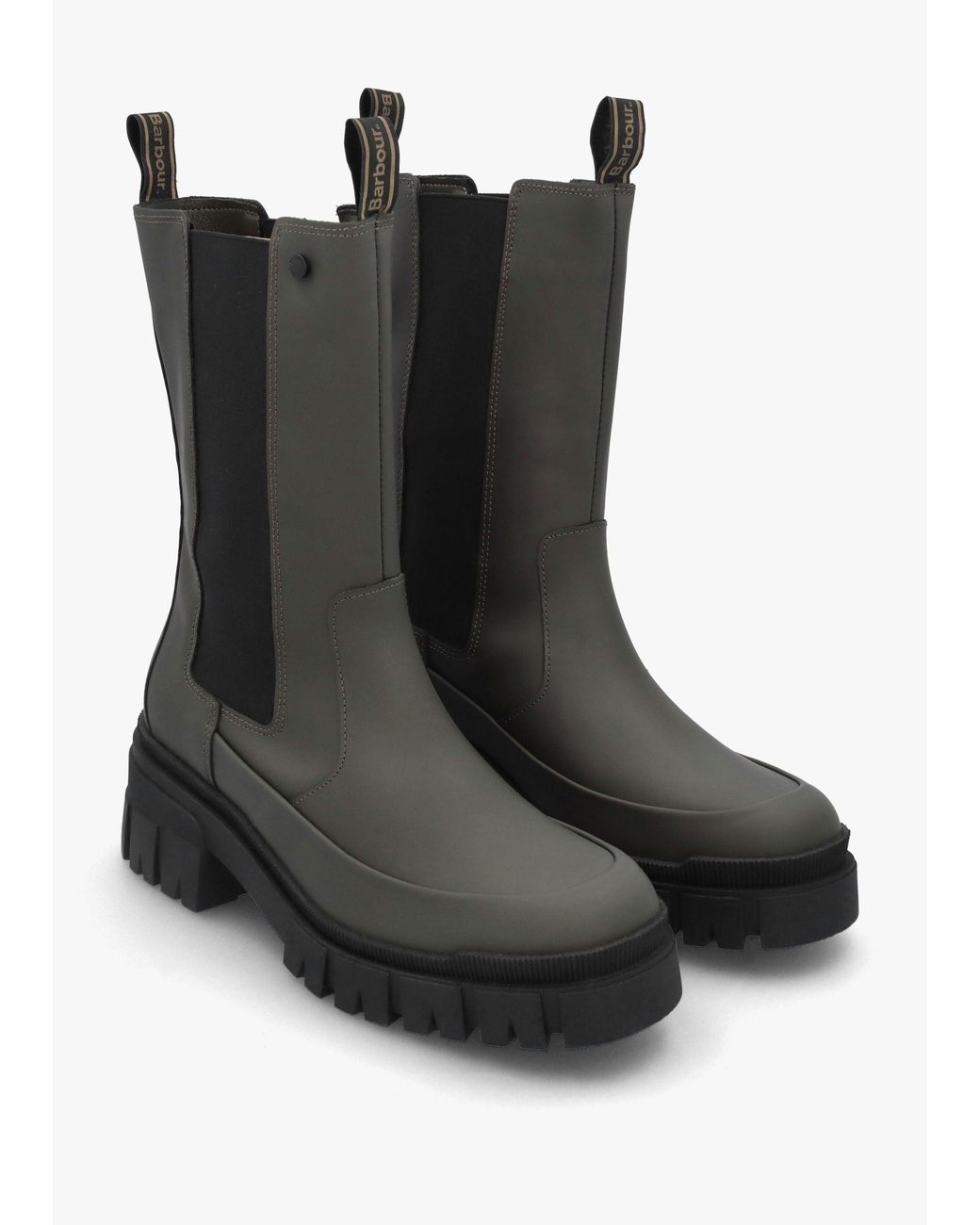Barbour Black Sidneigh Rubberized Leather Chelsea Boots