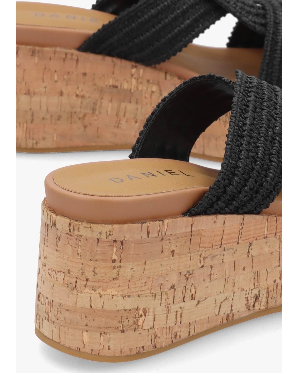 Daniel Black River Woven Raffia Flatform Mules