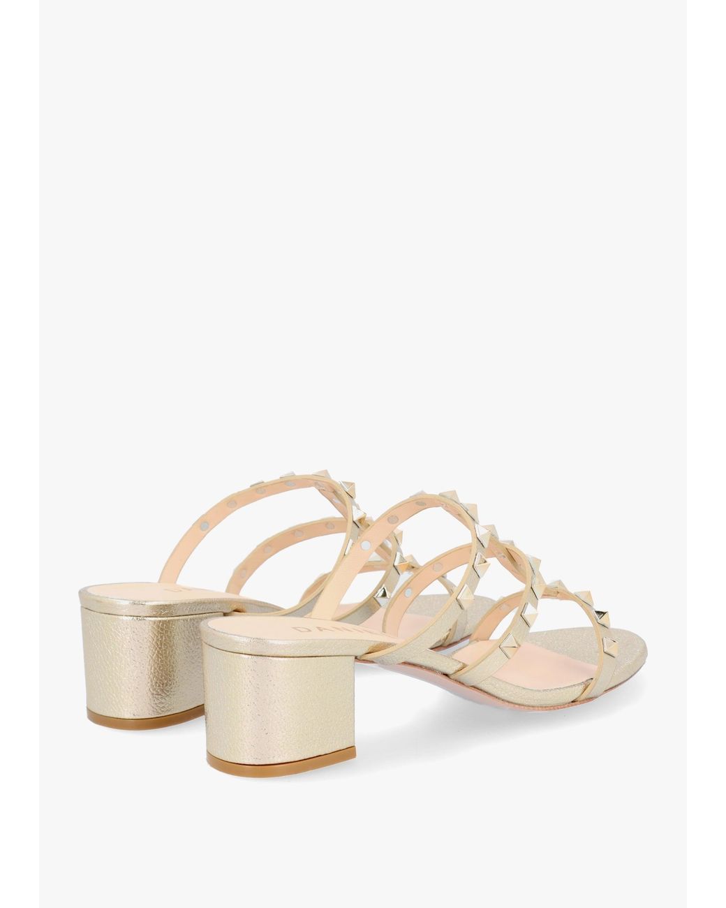 Daniel Natural Studder Embellished Block Heeled Mules