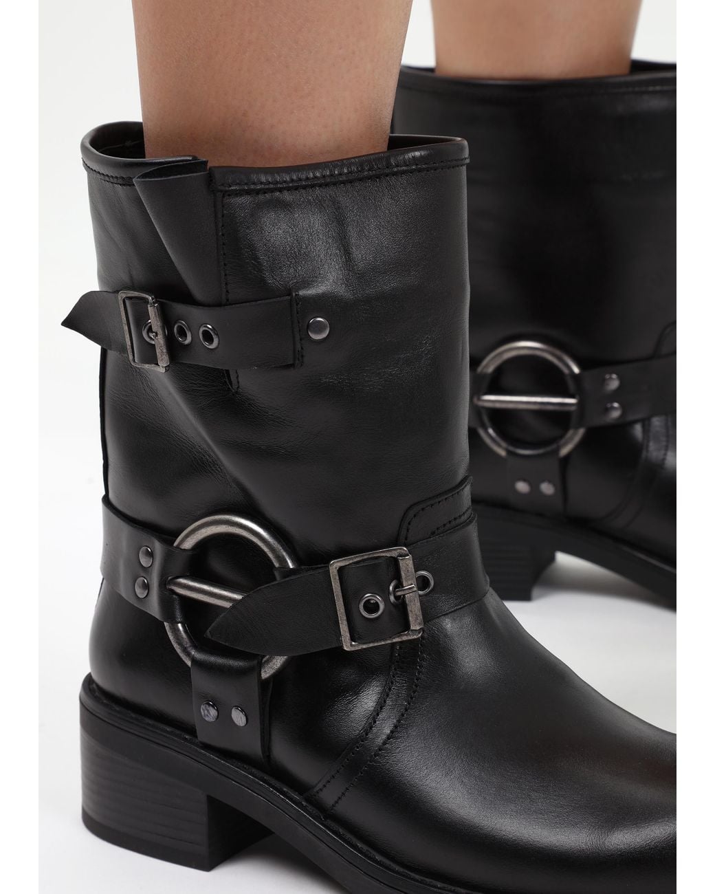 Daniel Ibike Black Leather Chunky Biker Boots