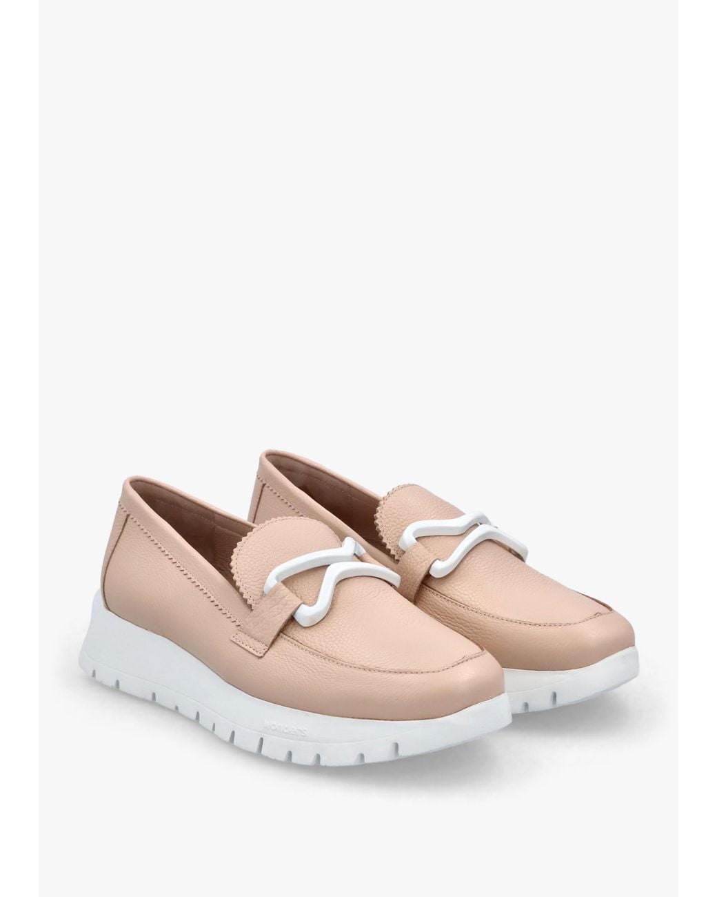 Wonders White Aura Nude Leather Loafers