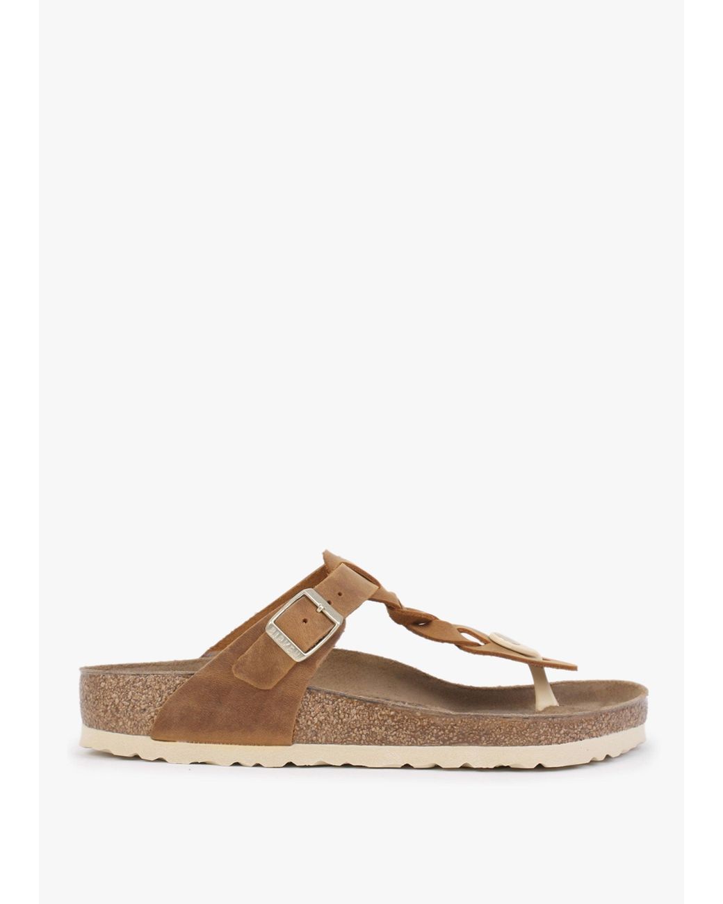Birkenstock Brown Gizeh Braided Regular Cognac Oiled Leather Toe Post Sandals