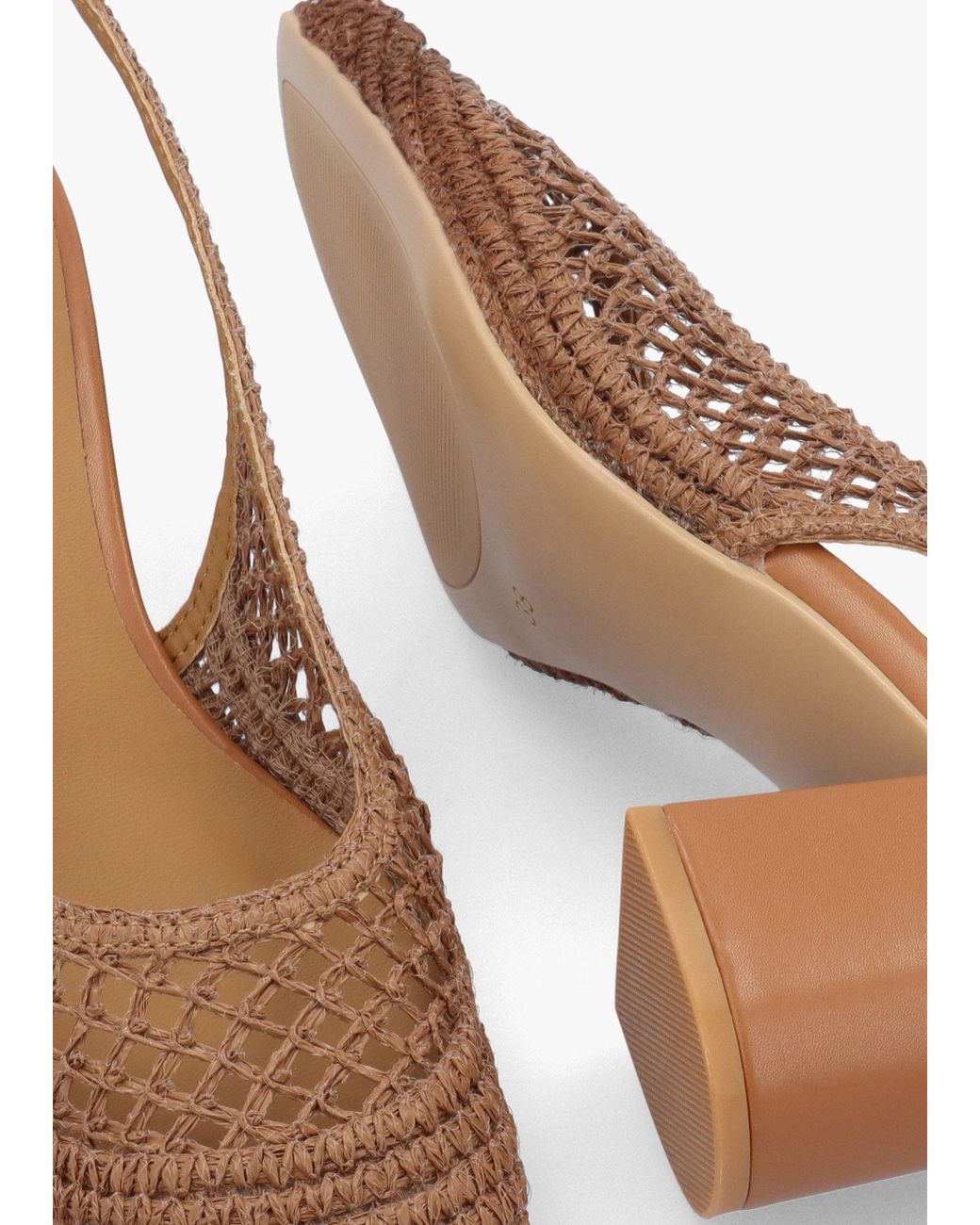 Daniel Brown Rosie Tan Woven Sling Back Heeled Court Shoes