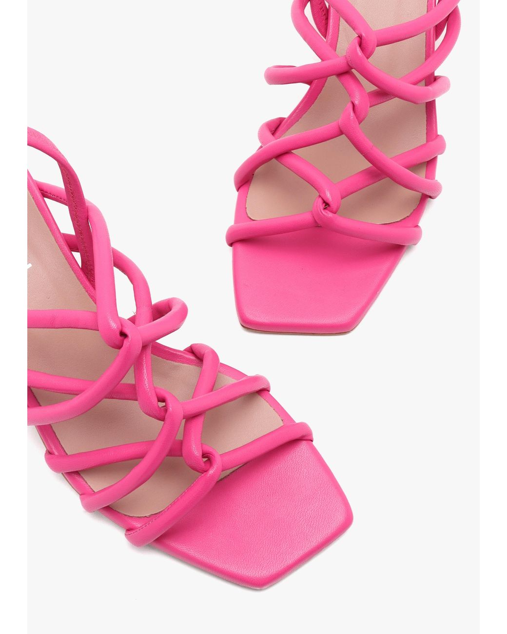 Daniel Pink Sanuma Fuchsia Leather Mini Pillow Strap Heeled Sandals