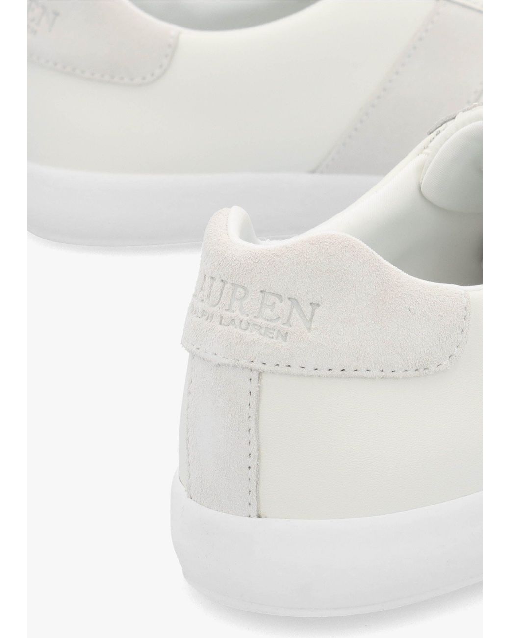 Ralph Lauren White Braylee Bianco Leather & Suede Trainers