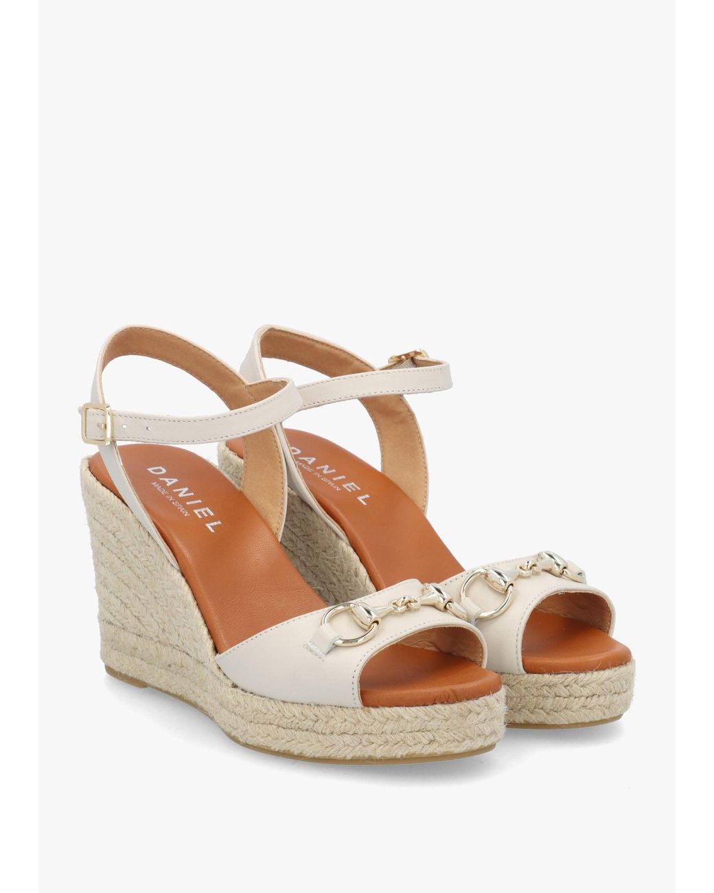 Daniel Natural Jaffle Cream Leather Snaffle Wedge Espadrilles