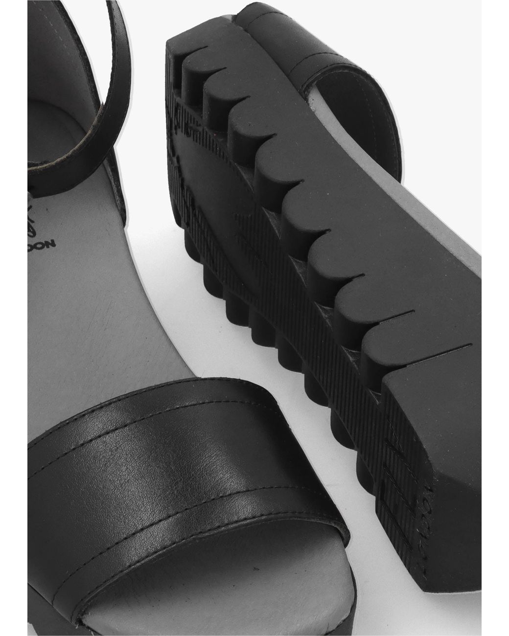 Fly London Black Voik Low Wedge Sandals