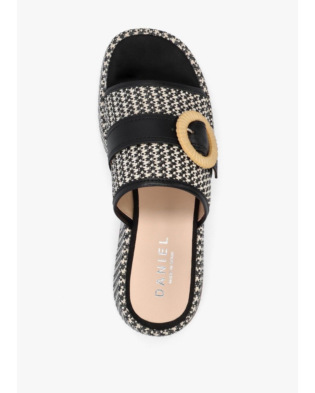 Daniel White Jono Monogram Woven Raffia Flatform Mules