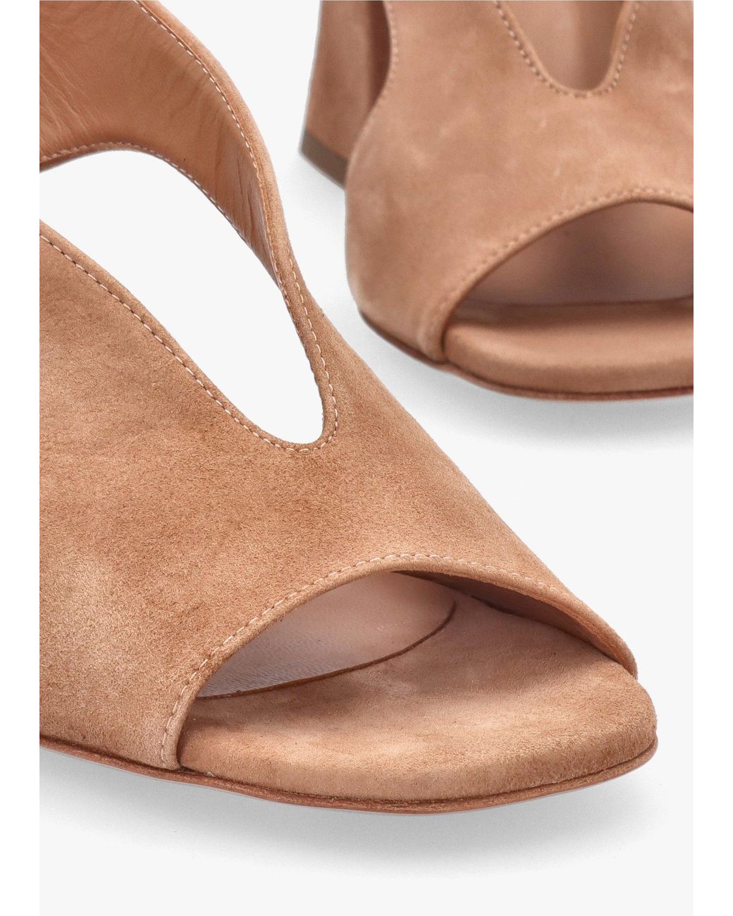 Daniel Multicolor Scoop Tan Suede Cut Away Shaped Heel Sandals