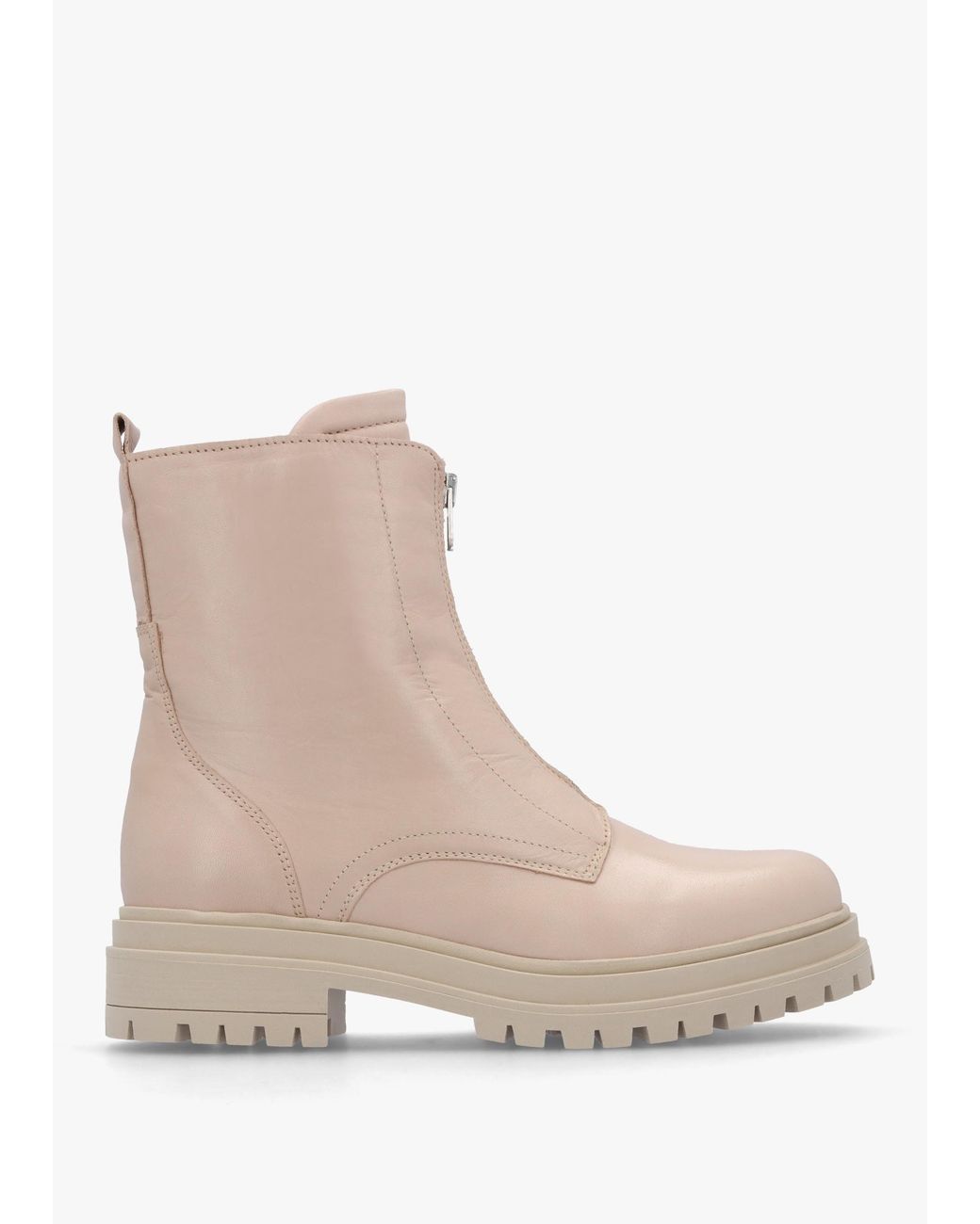Daniel Natural Izippe Cream Leather Front Zip Ankle Boots