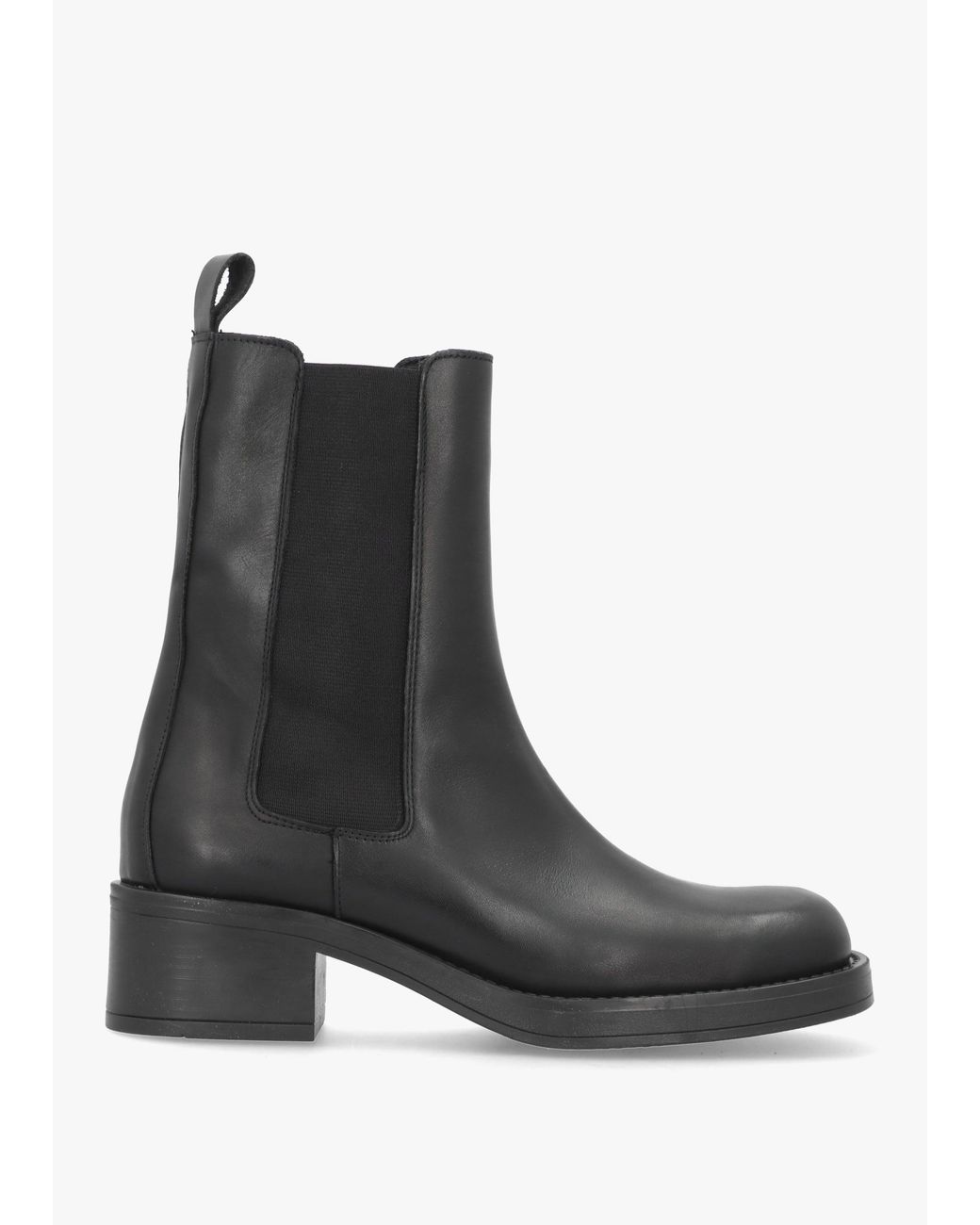 Daniel Black Curved Square Toe Block Heel Chelsea Boots